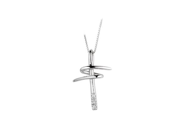 Collana PG Gioielli Donna Croci Stilizzate in Oro bianco Diamante 1011 - 1011